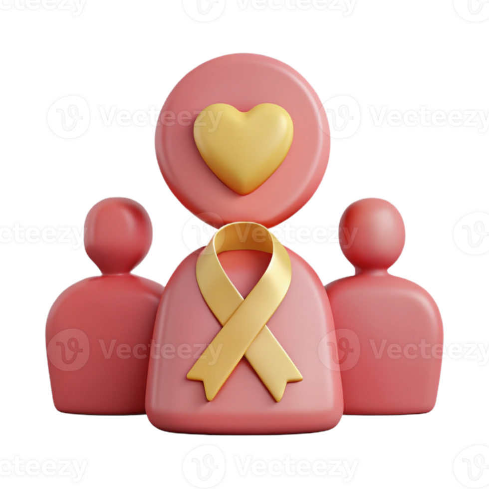 3D Rendering of People with Heart and Ribbon png