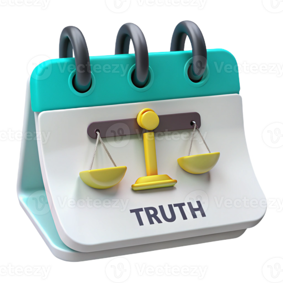 Scales of Justice on a Calendar Seeking Truth png