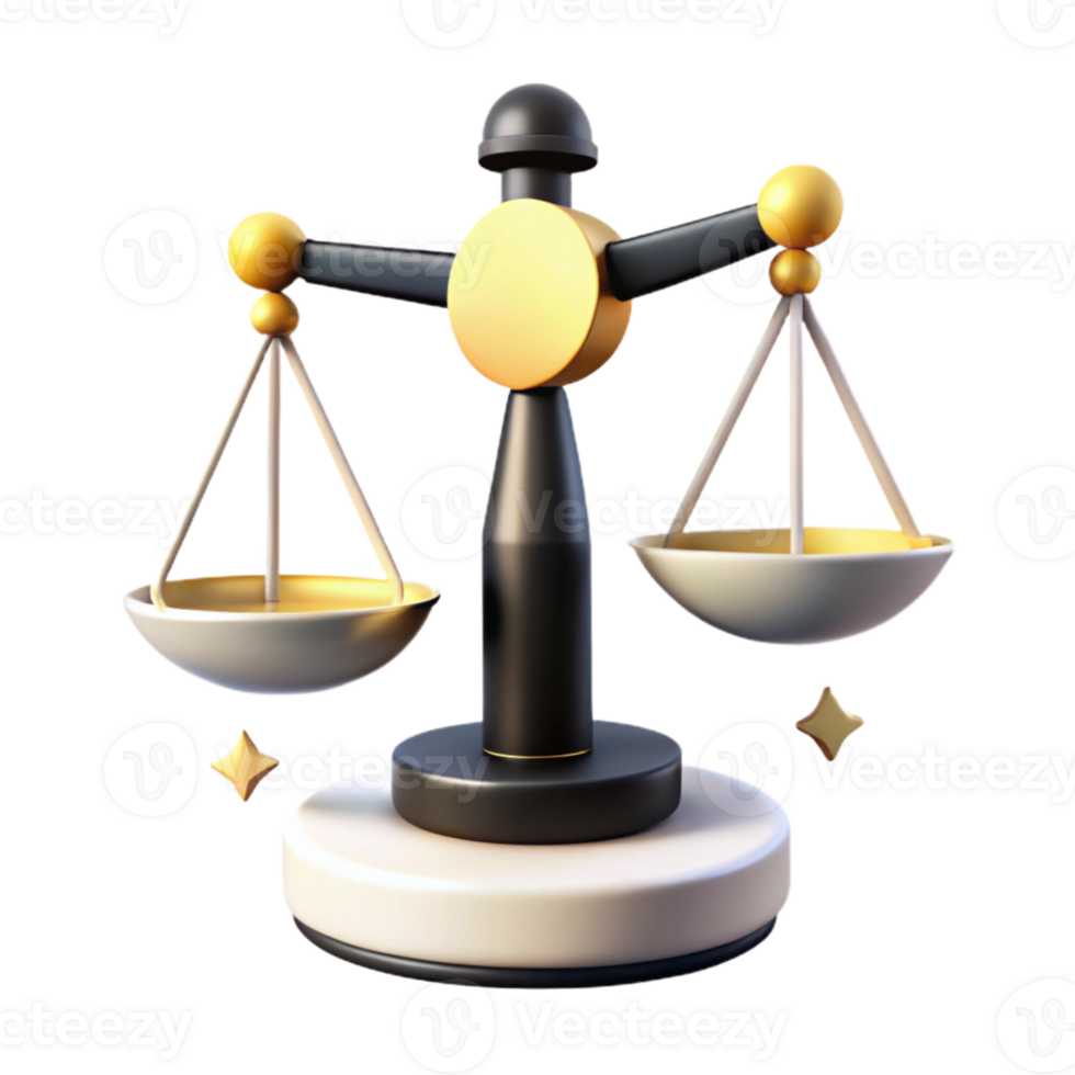 3D Render of a Scale of Justice png