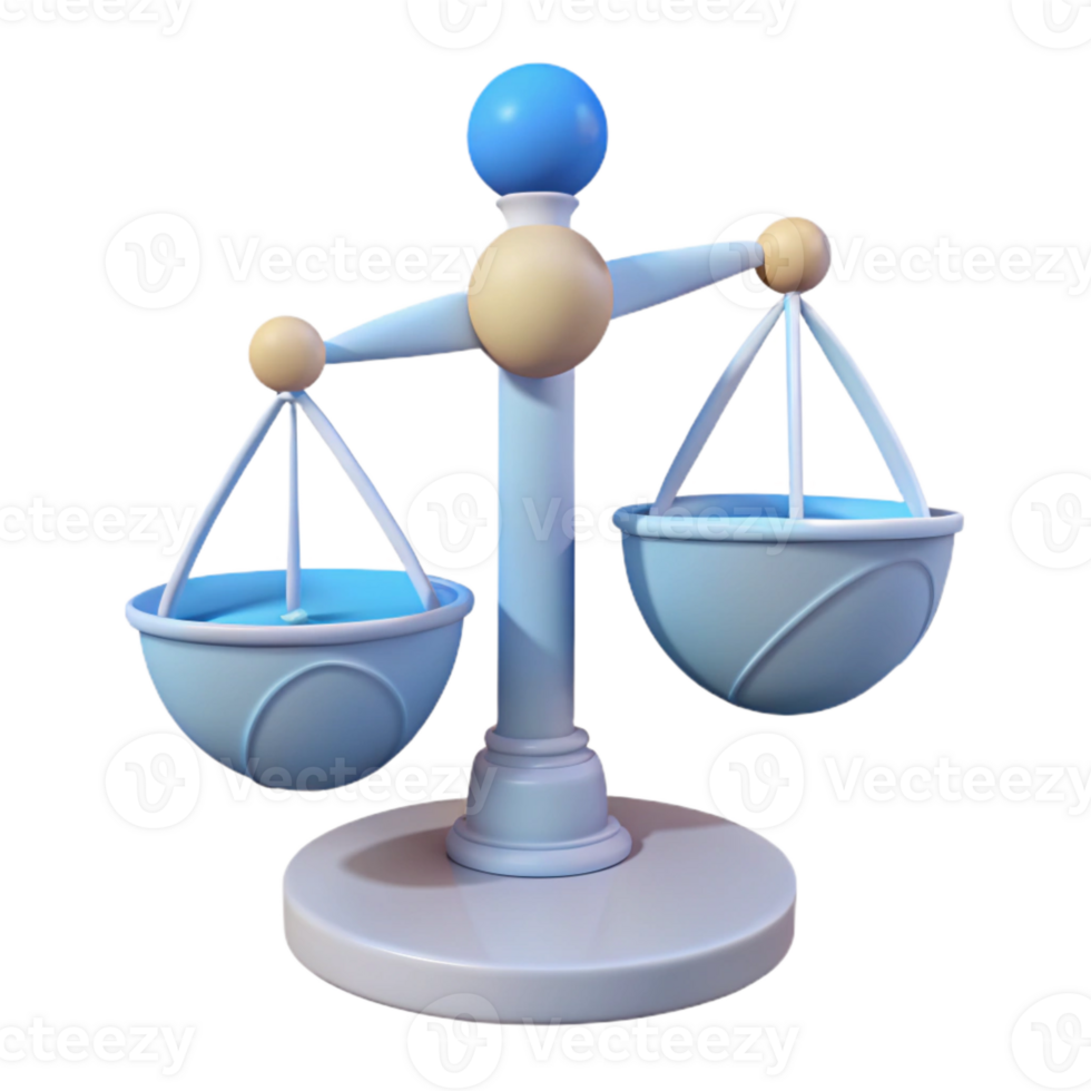 3D Rendered Blue Scales of Justice png