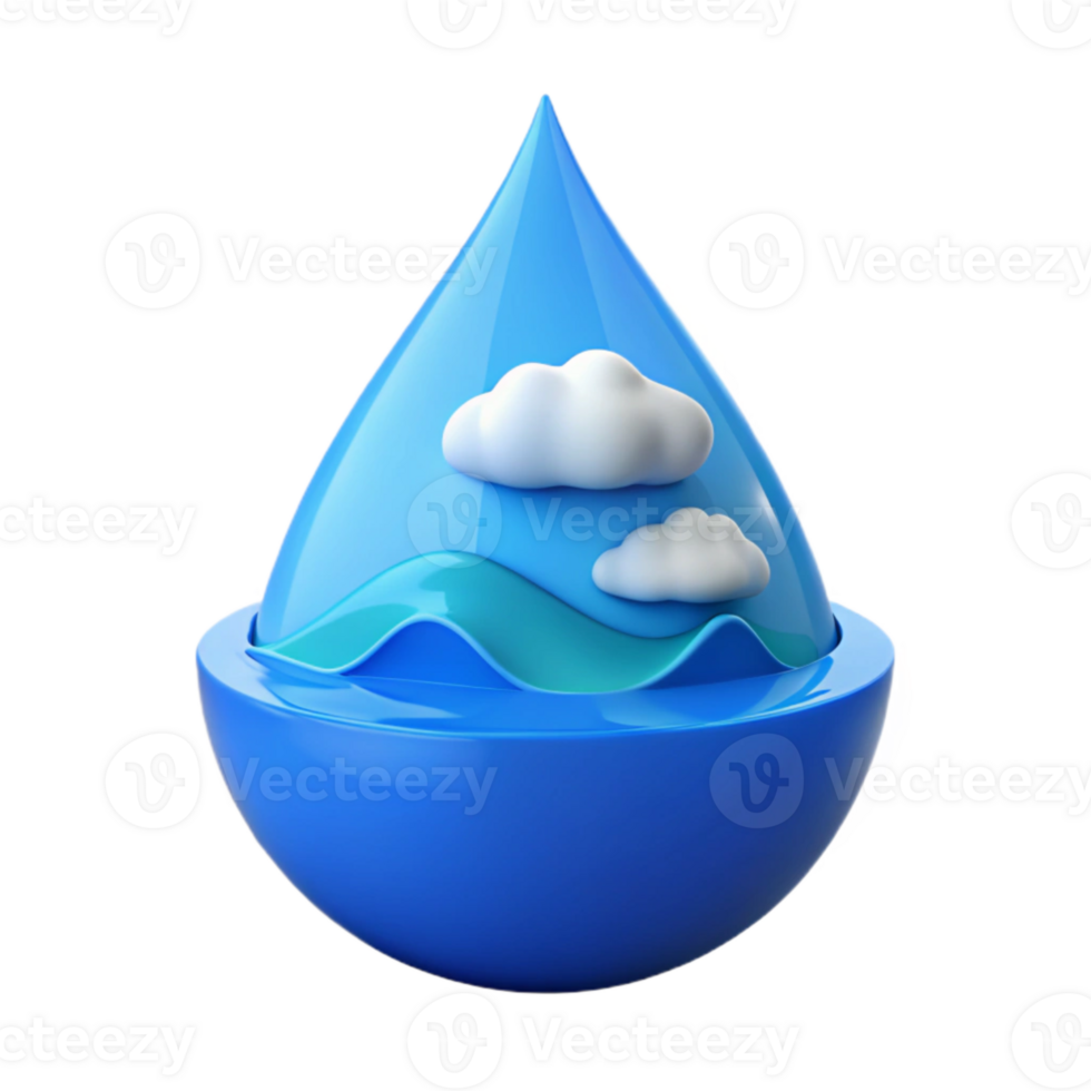 Water Drop with Clouds and Waves png