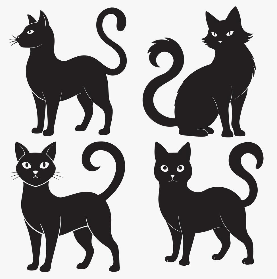 Majestic Cat Silhouette Art set vector