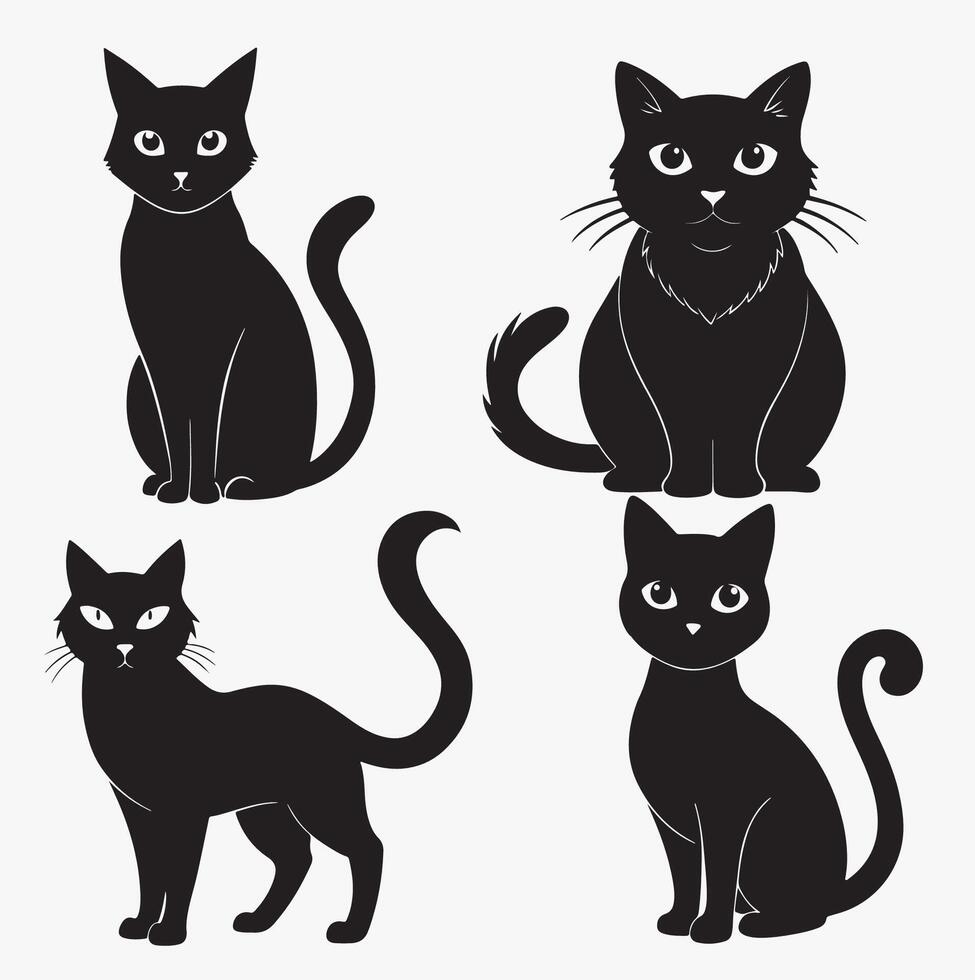 Majestic Cat Silhouette Art image set vector