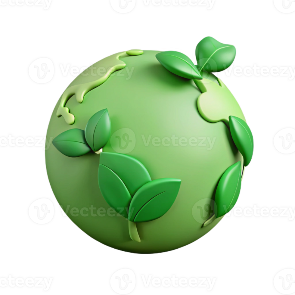 Green Globe With Leaves A Symbol of Sustainability png