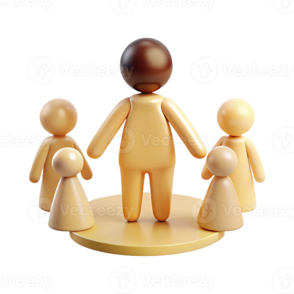 Group of Simple 3D Figures Standing in Circle png