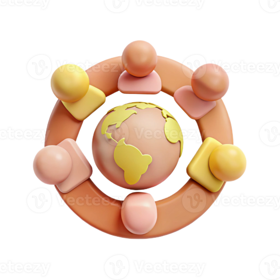 Global Community People Surrounding a Globe Illustration png