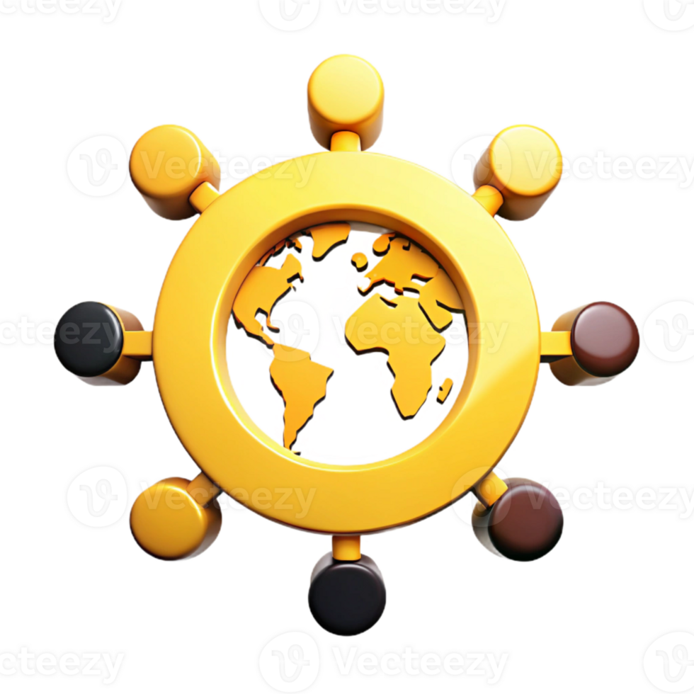 Global Network Connection Icon with Earth and Spokes png