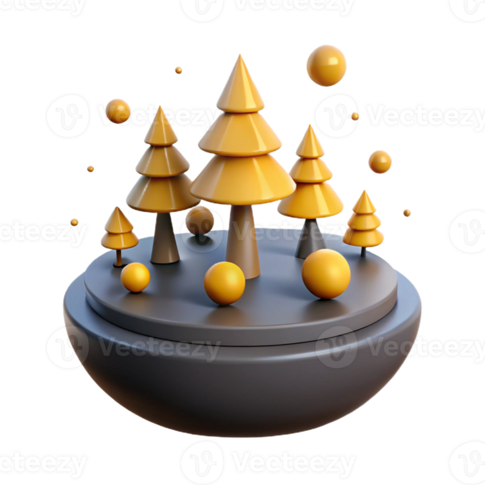 3D Render of a Small Forest on a Sphere png