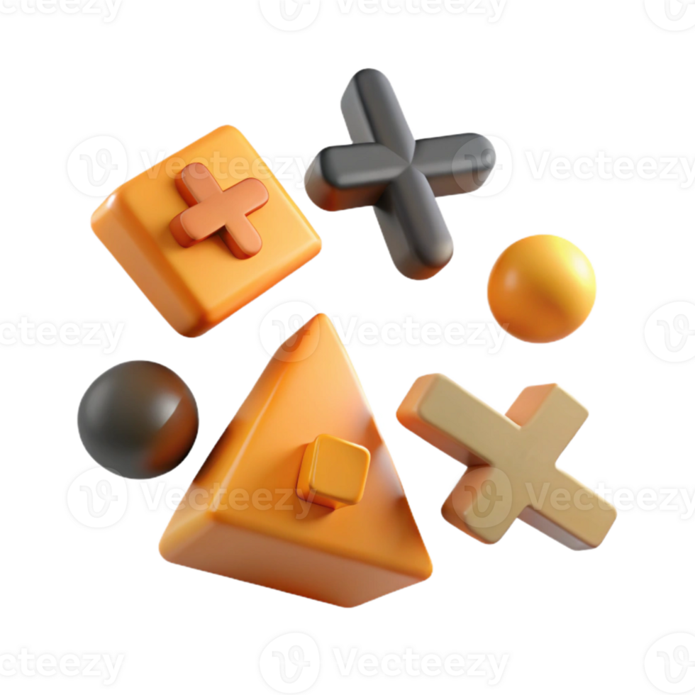 3D Geometric Shapes Orange and Black png