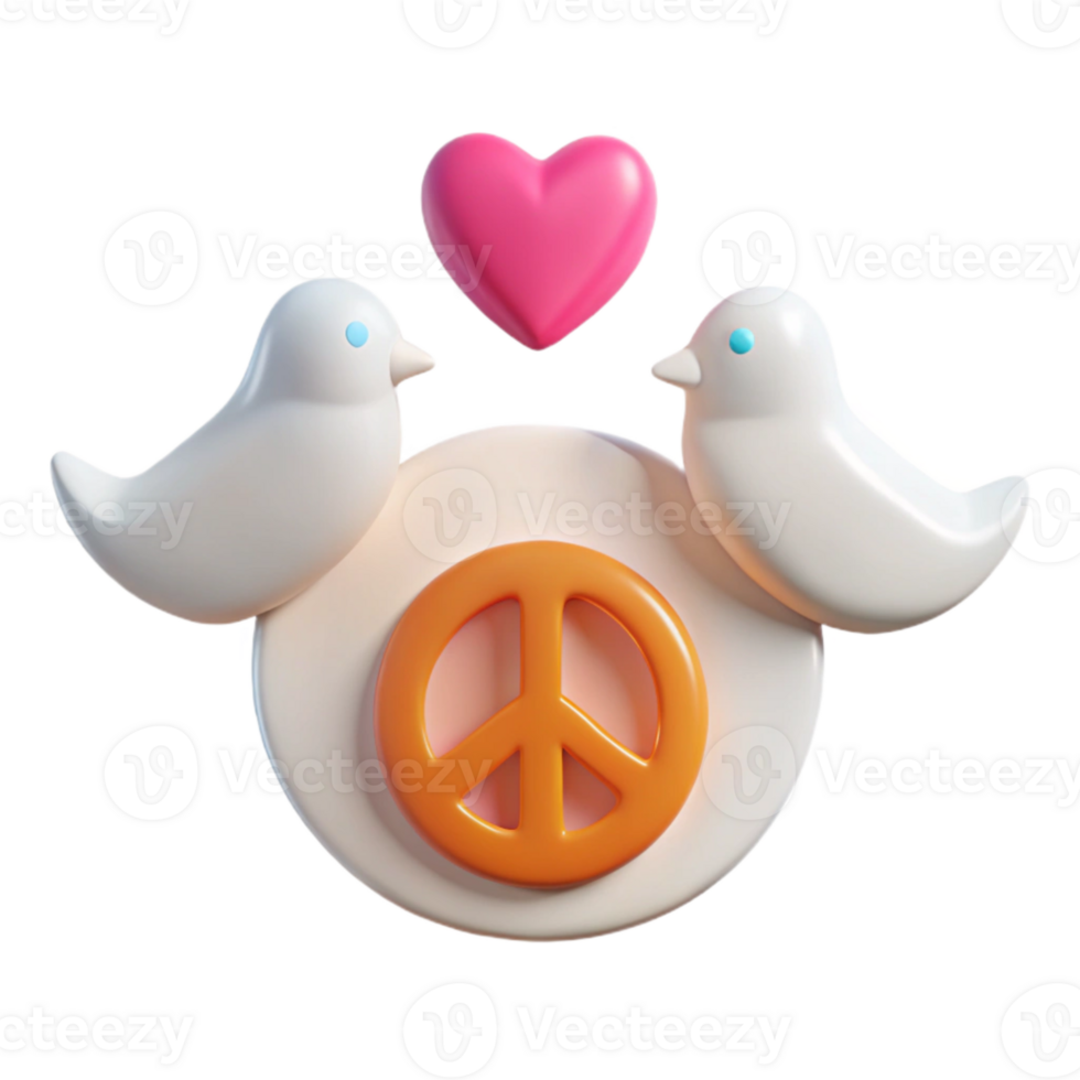 Peace Symbol with Two Doves and a Heart png