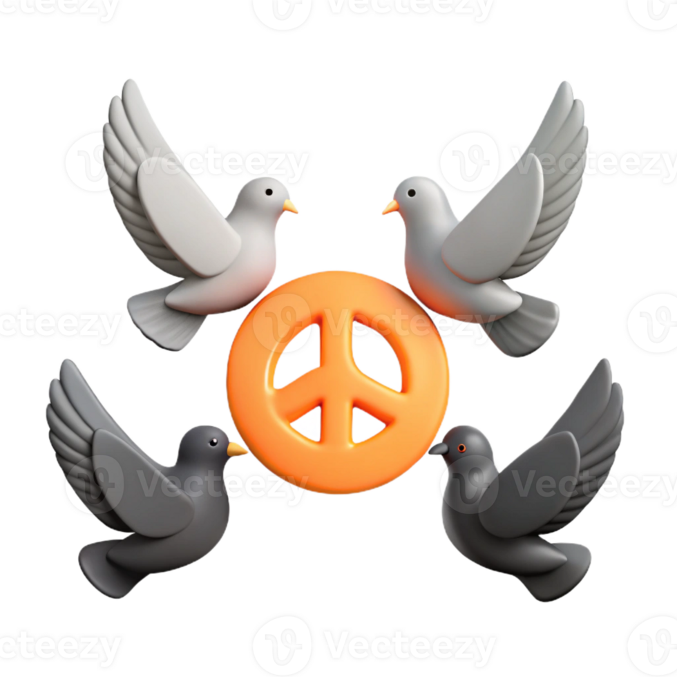 Peace Symbol Surrounded by Doves png