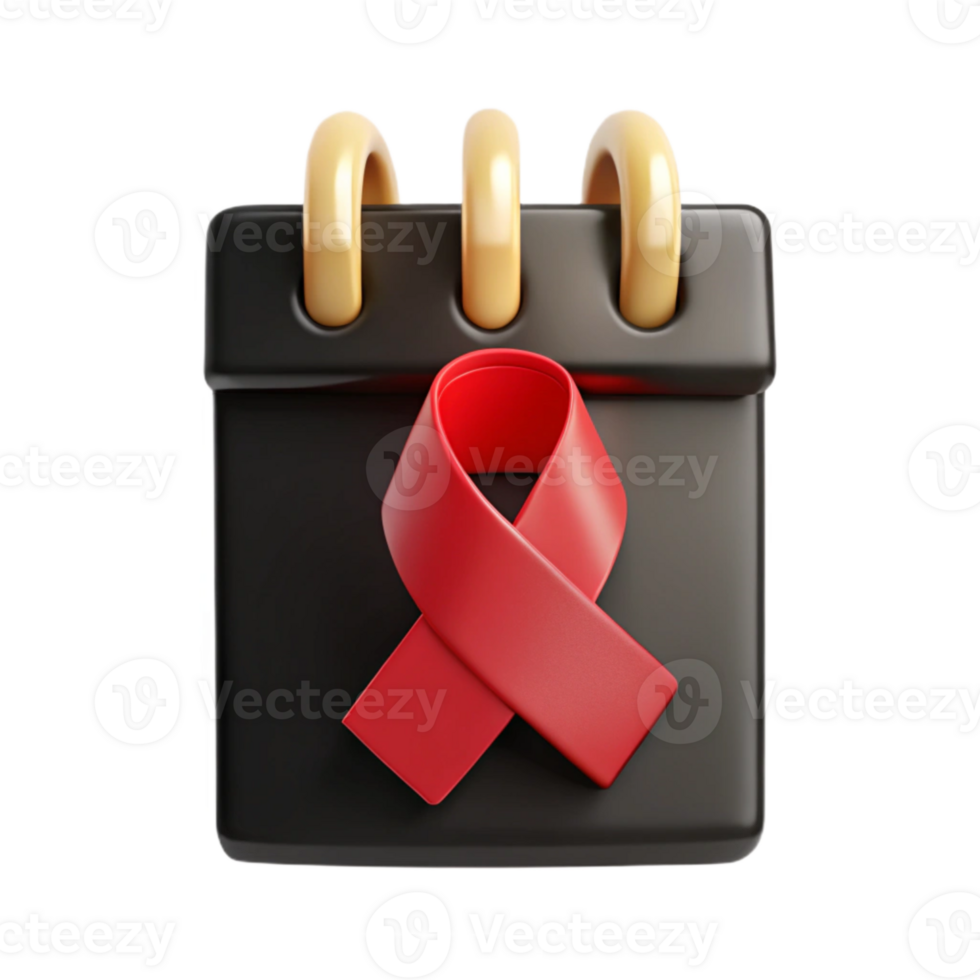 Calendar with Red Awareness Ribbon png