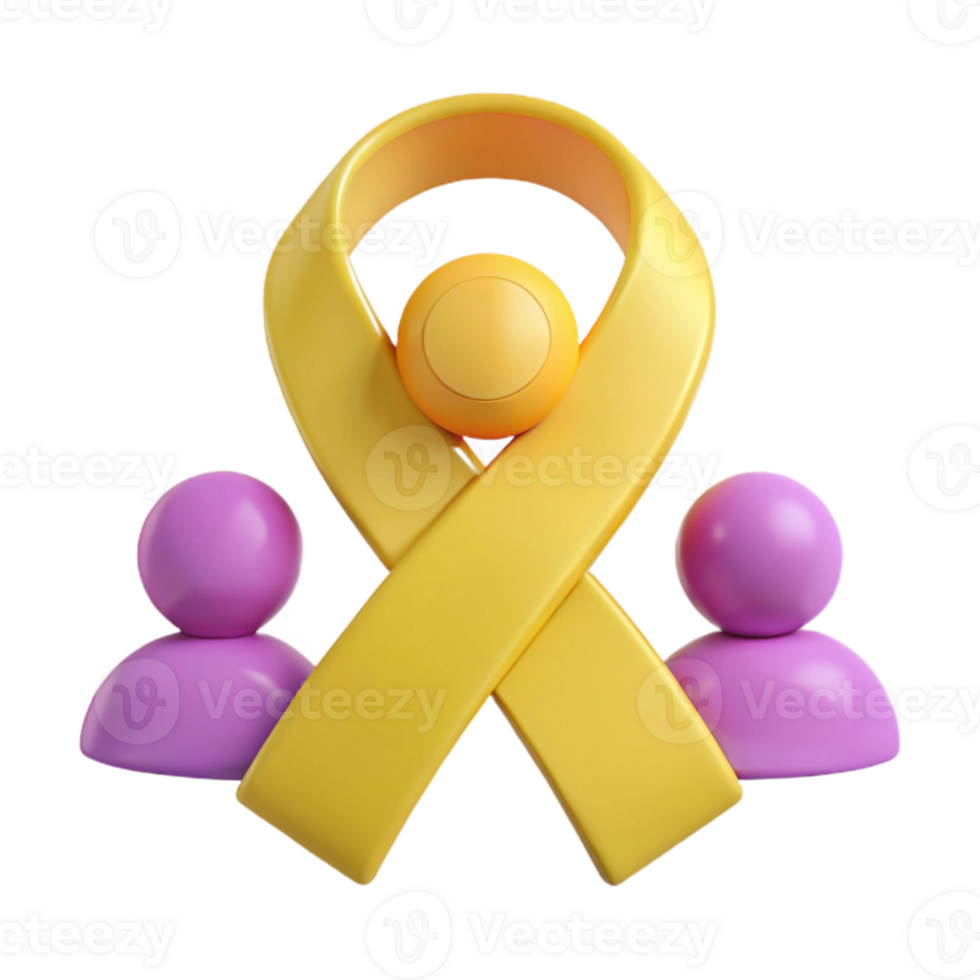 Supporting Each Other Yellow Ribbon and Person Icons png