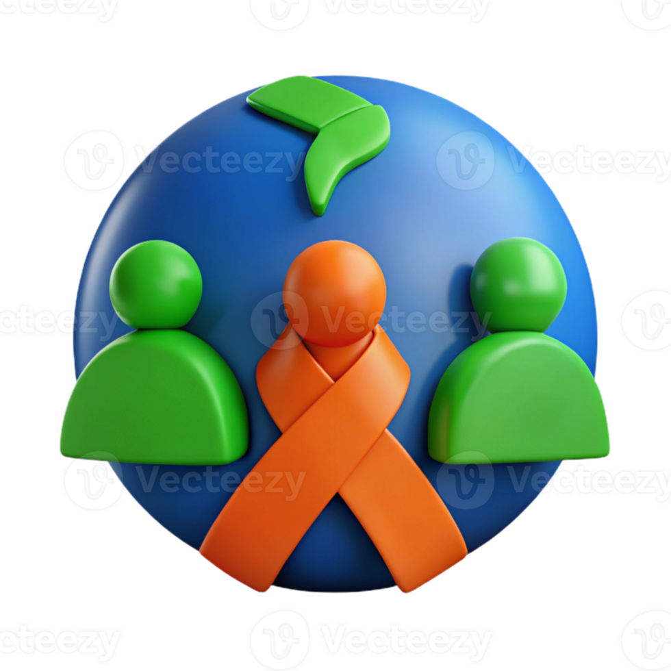 Global Support and Unity 3D Illustration of People and Ribbon png