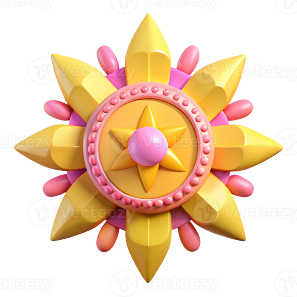 3D Rendered Sun with Pink and Yellow Color Palette png