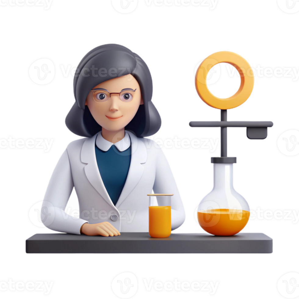 Female Scientist Working in a Lab png