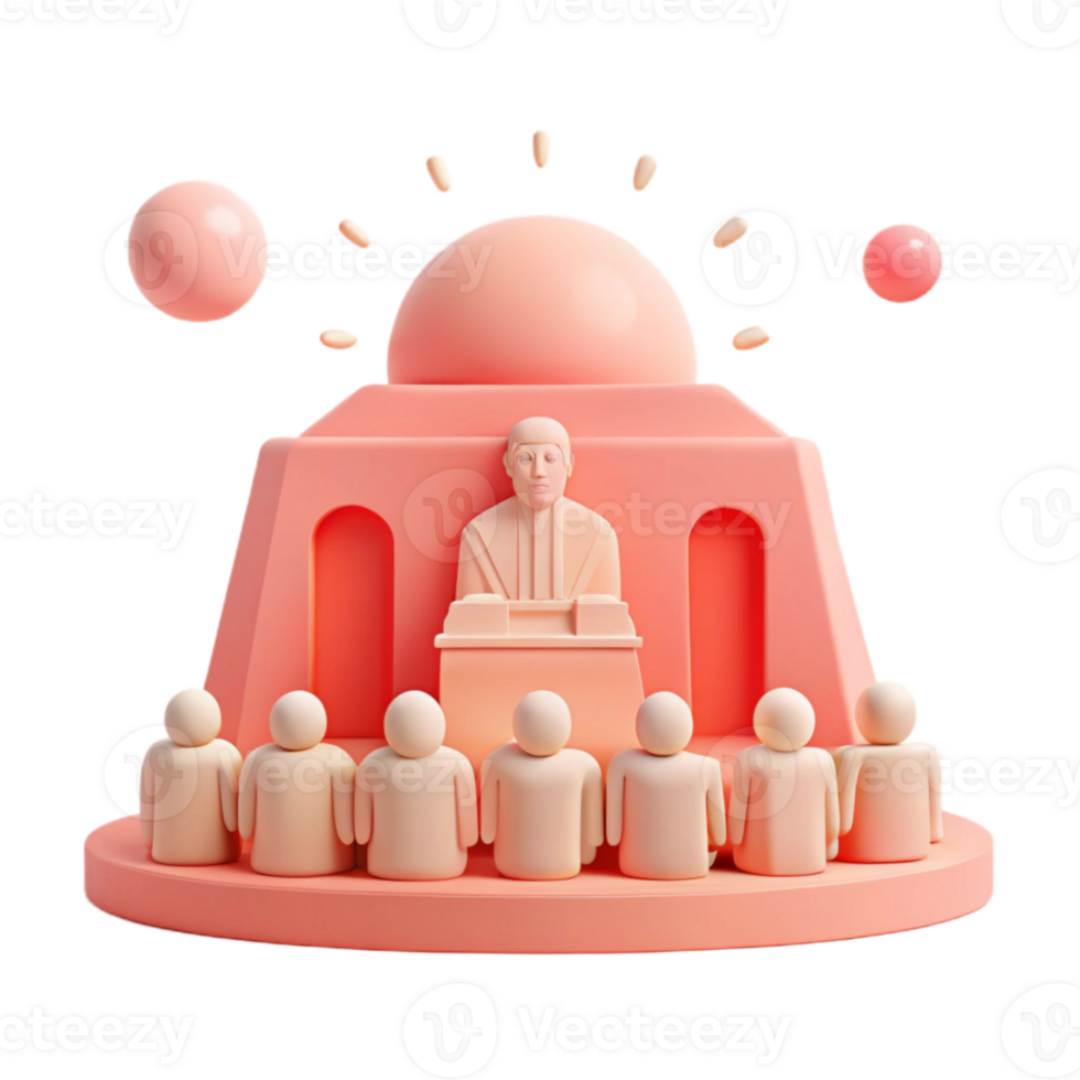 3D Illustration of a Figure Giving a Speech to a Group png