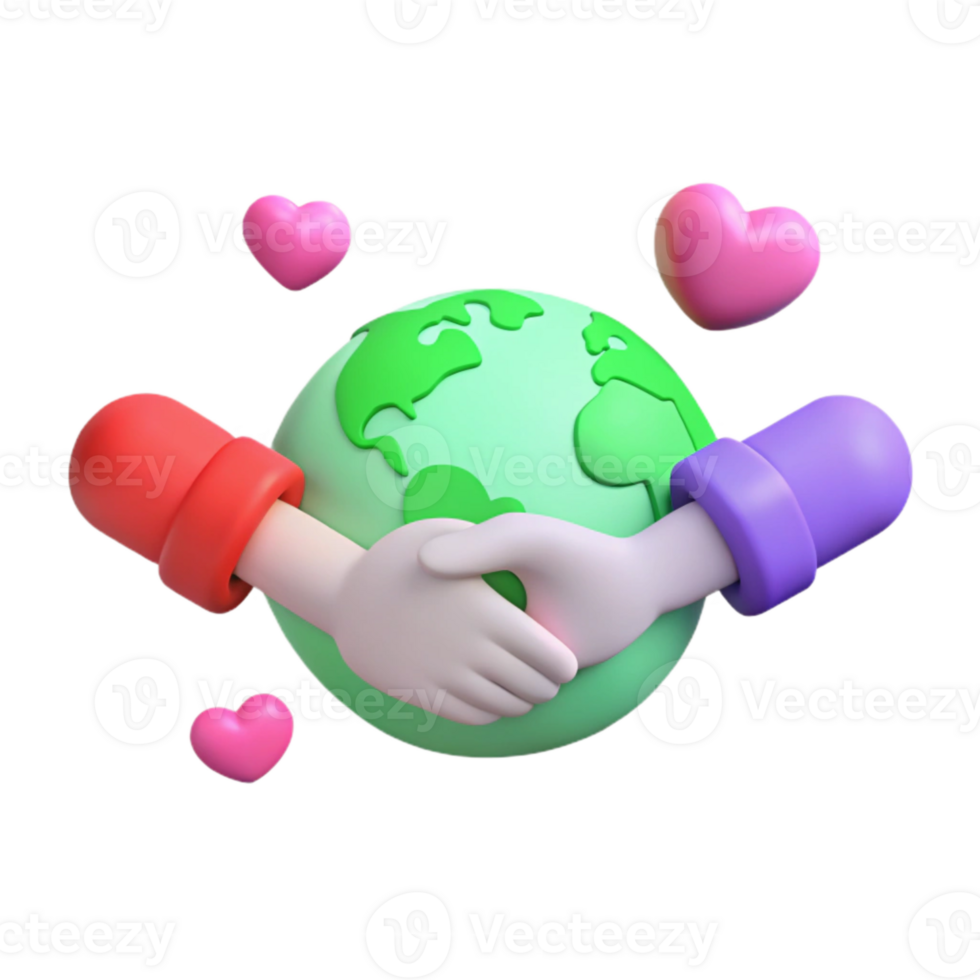 Hands Holding Earth with Hearts A Symbol of Global Unity and Love png