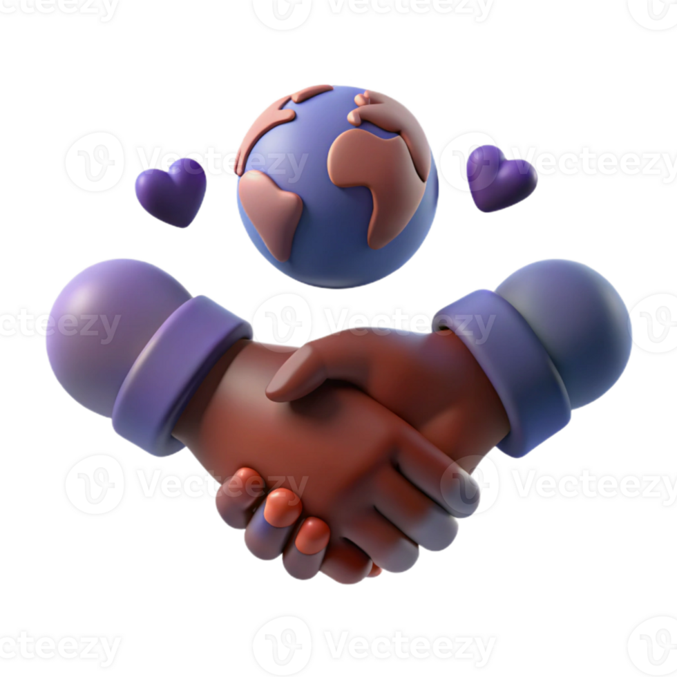 Handshake and Hearts around the Globe Unity and Love for Our Planet png
