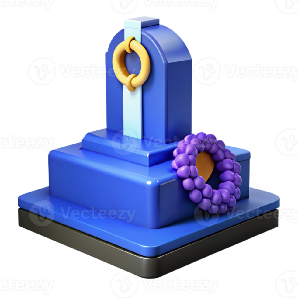 3D Rendered Monument with Wreath and Ring png