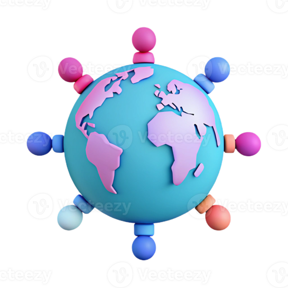 Global Connections A 3D Illustration of Unity and Collaboration png