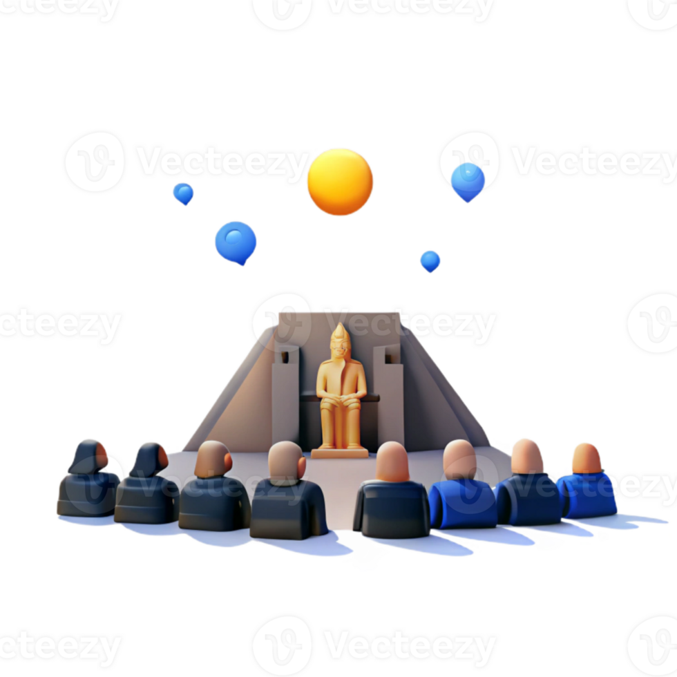 Golden Statue on Platform with Audience png
