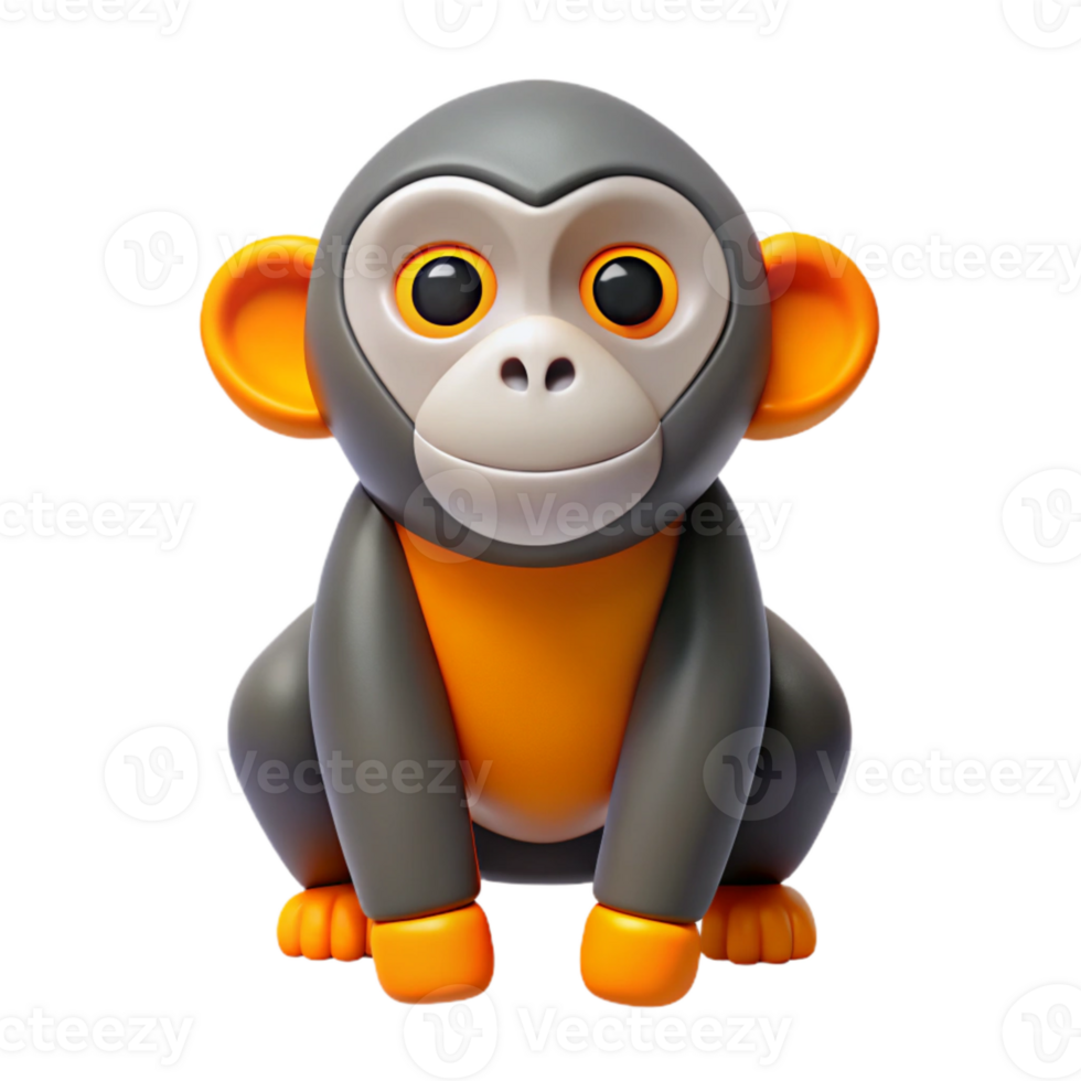 Cute Cartoon Monkey 3D Render png