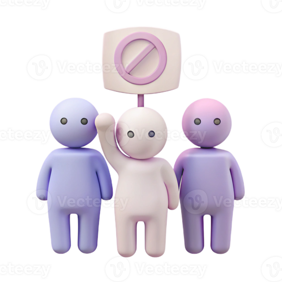 Group of Cartoon Figures Protesting with a No Sign png