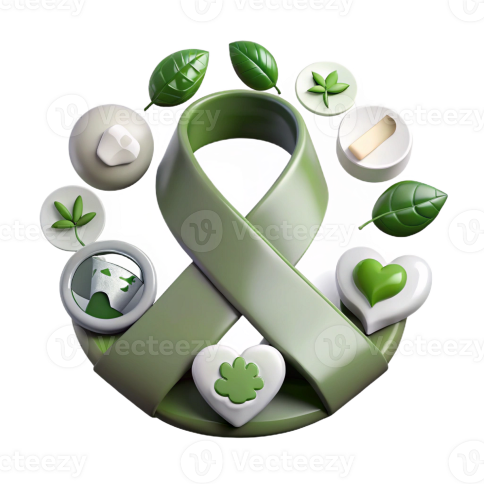 Green Ribbon with Environmental Symbols png
