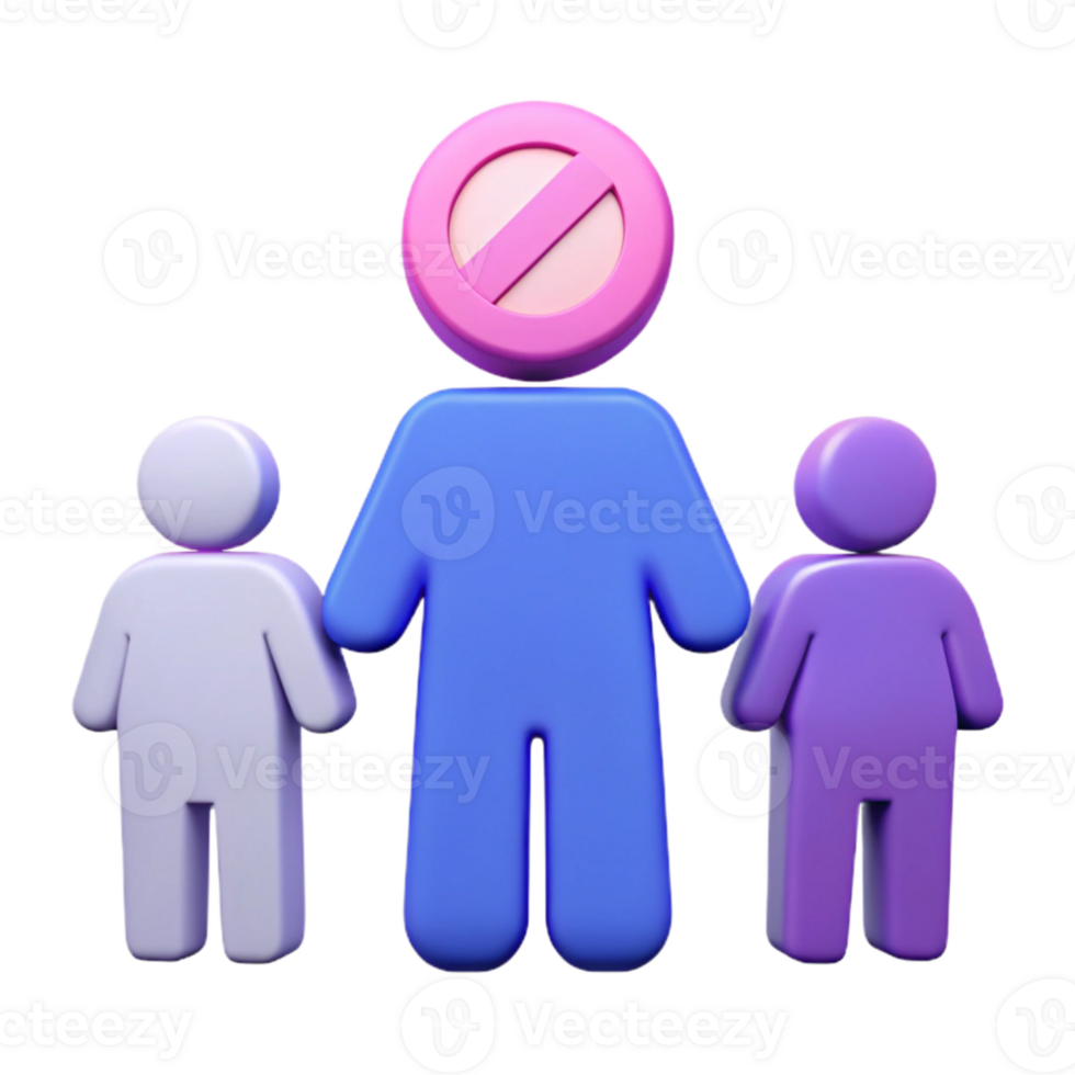 No Entry for Children 3D Illustration of a Person With a No Entry Sign as Their Head png