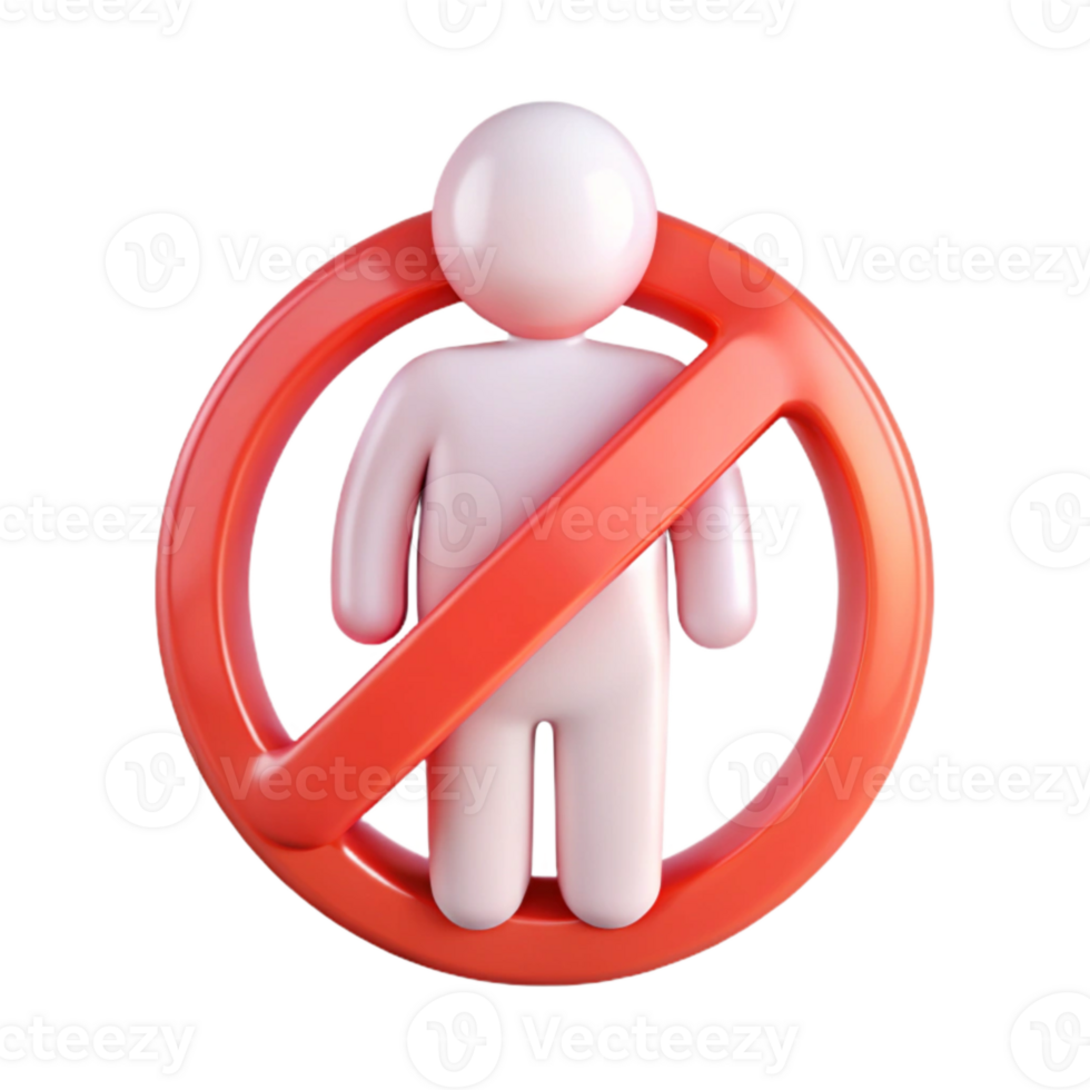 No Entry Sign Red Circle with Diagonal Line and Person Icon png