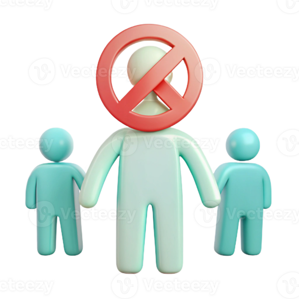 No Entry 3D Illustration of Person With Restricted Access and Two Others png
