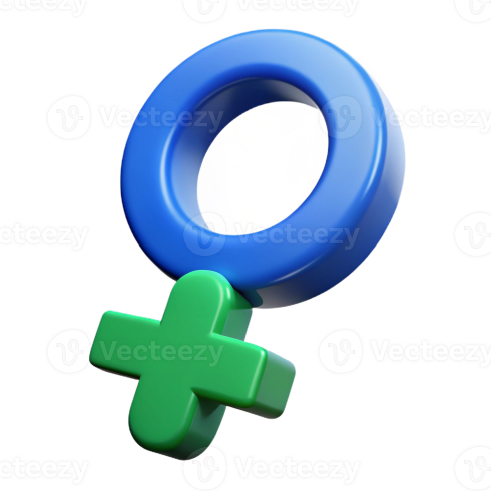 3D Rendered Female Symbol in Blue and Green png