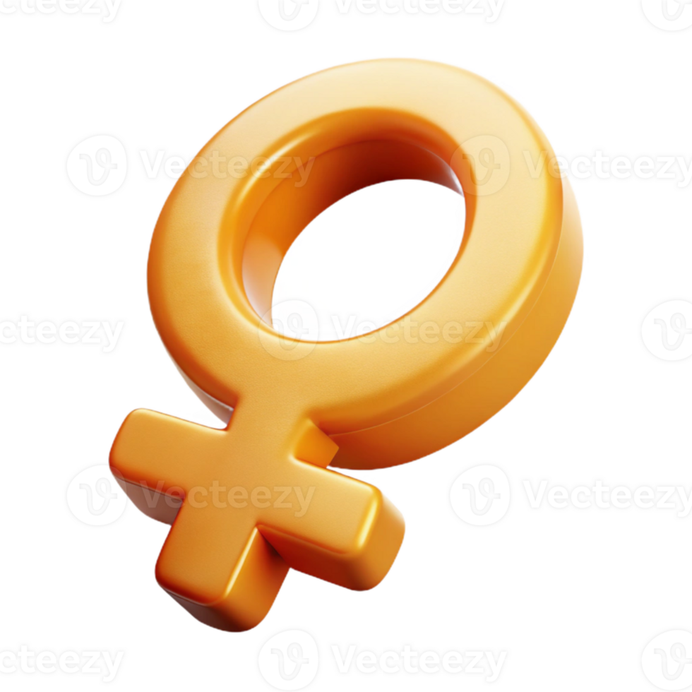 3D Rendered Female Symbol in Gold png