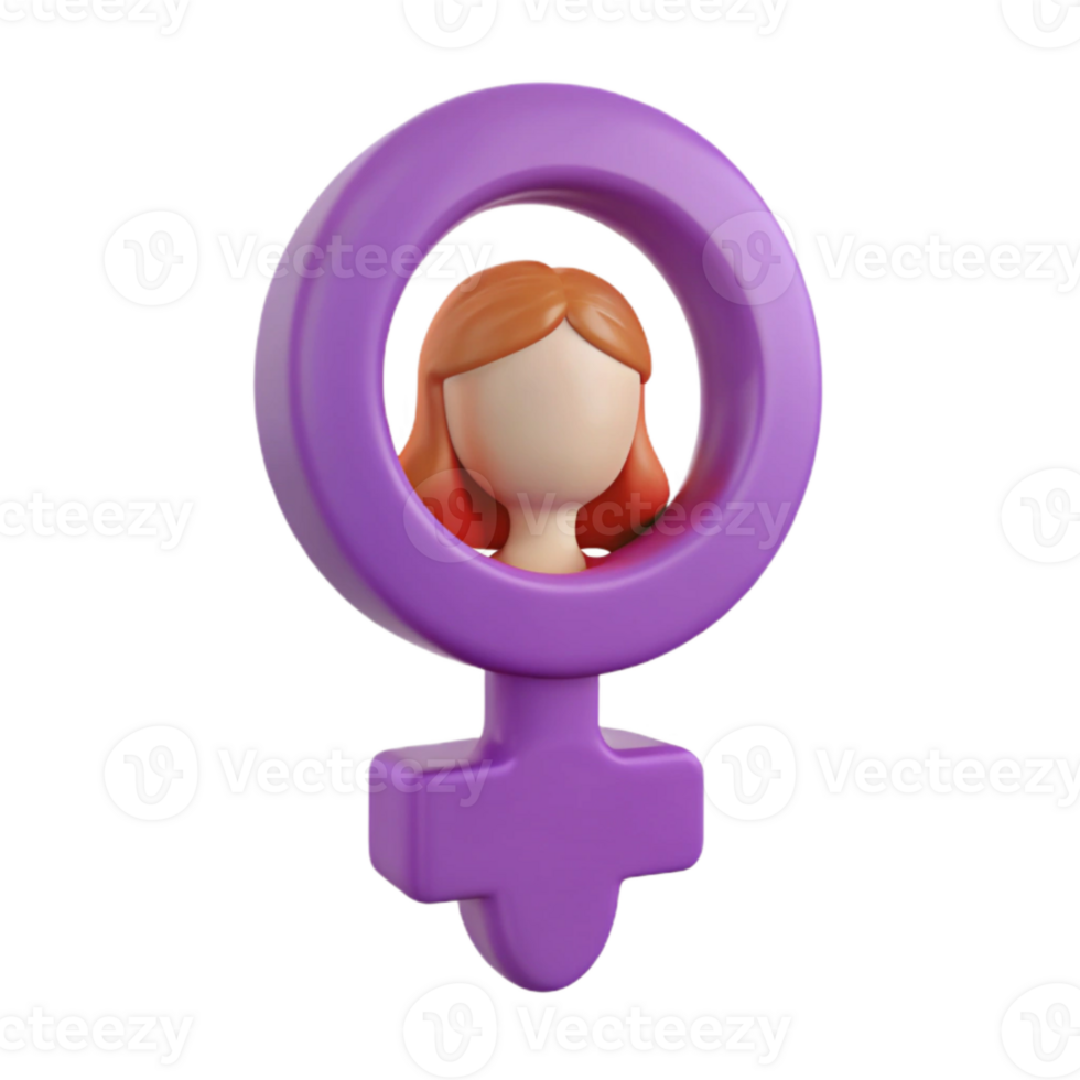 3D Female Gender Symbol with Cartoon Woman png