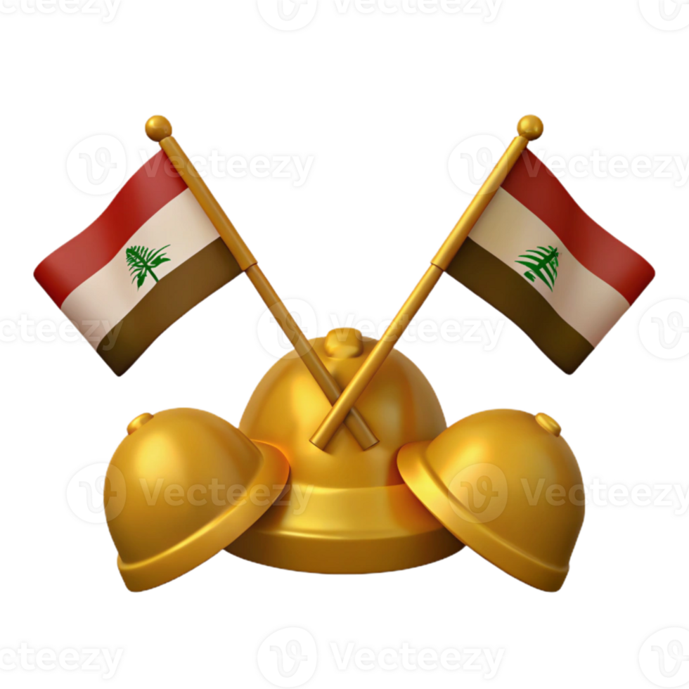 Golden Bell with Crossed Flags png