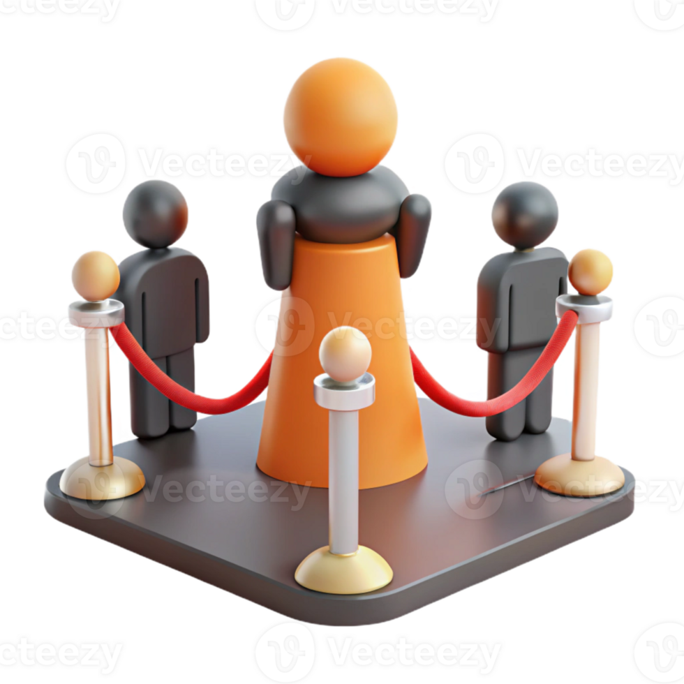 3D Render of People in Line with Red Rope Barrier png
