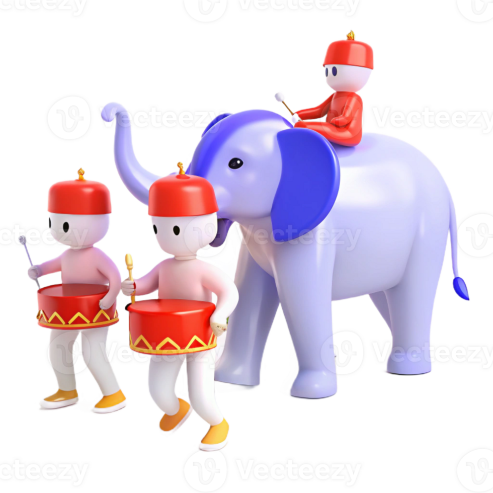 Elephant with Drummers png