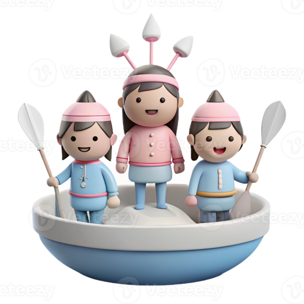 Three Cartoon Characters Standing on a Bowl png