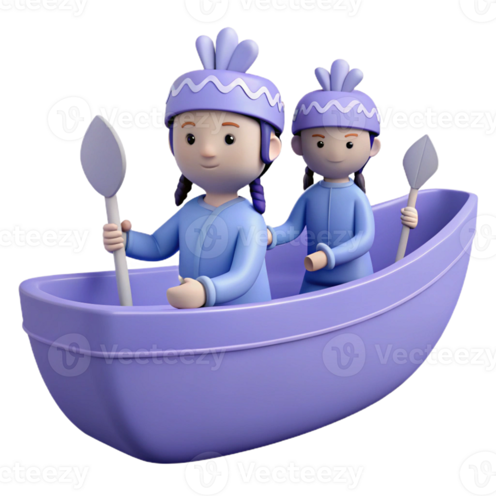 Two Cartoon Characters Rowing a Boat png