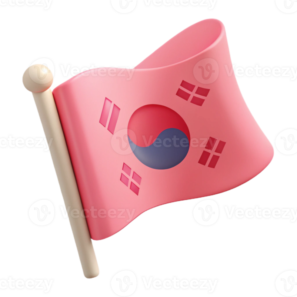 3D Render of a Waving South Korean Flag png