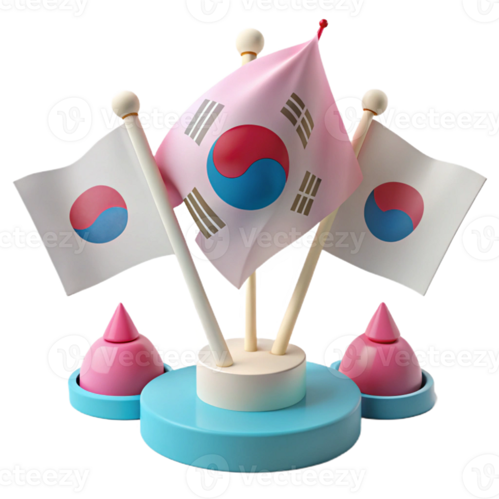 Korean Flags on a Stand png