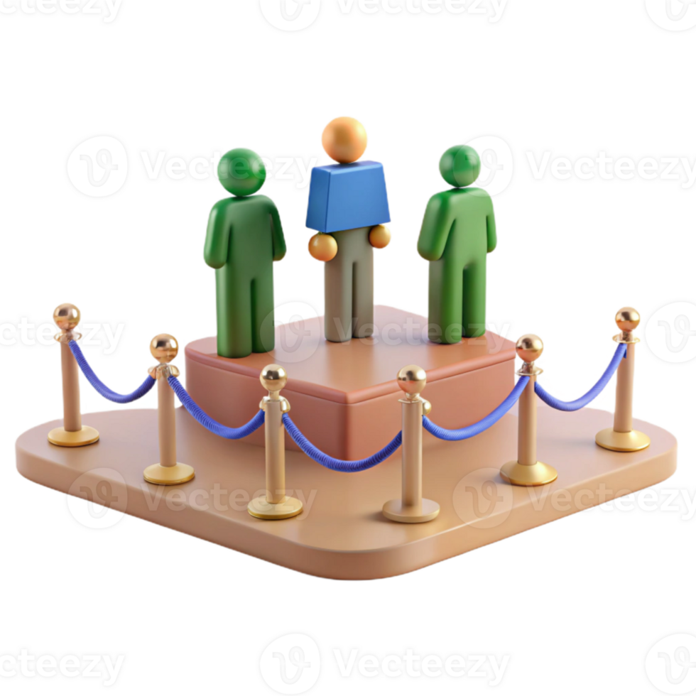 3D Rendering of a Person Standing on a Platform with a Rope Barrier png