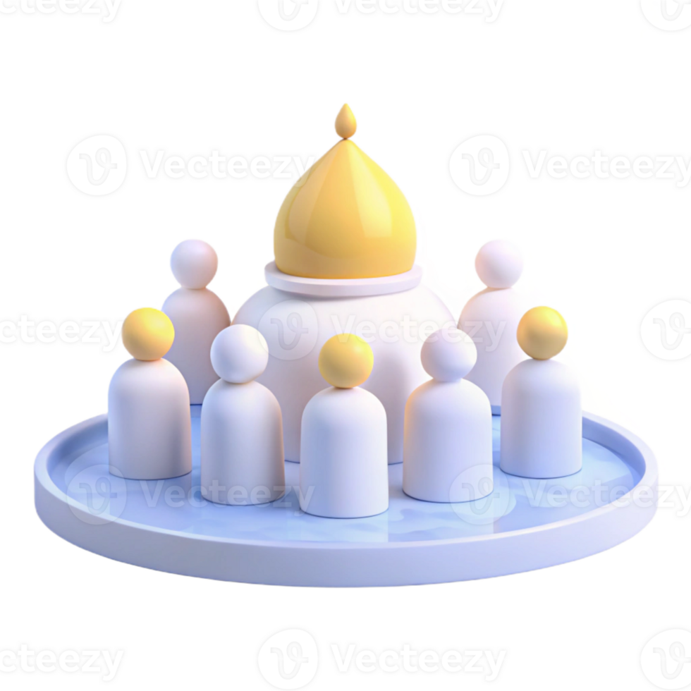 3D Render of People Gathering Around a Dome Structure png