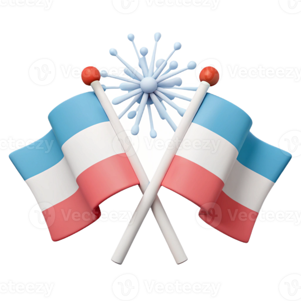 Two Crossed Flags with a Festive Starburst png