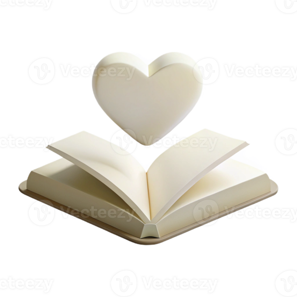 Love of Reading Open Book with Heart Symbol png