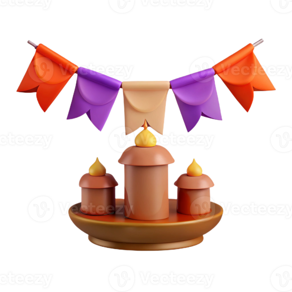 3D Rendered Festive Candles with Flags png