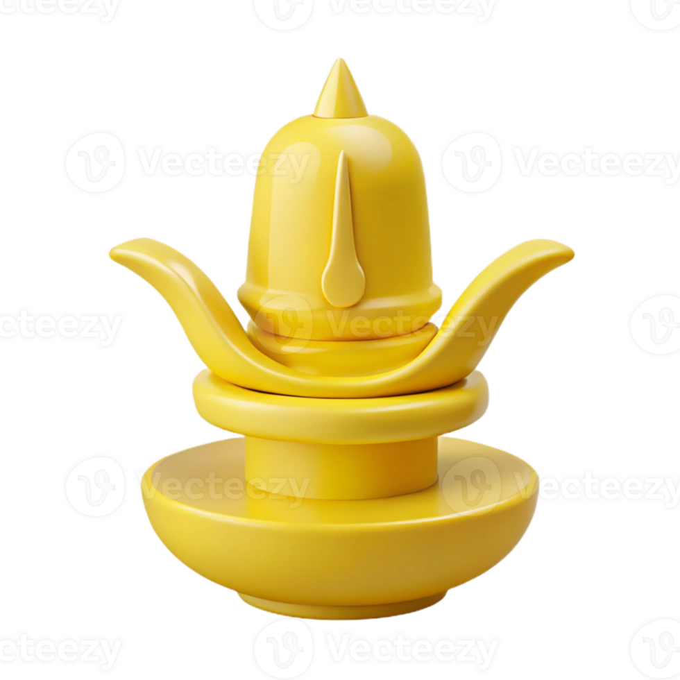 3D Rendered Yellow Abstract Object with Geometric Shapes png