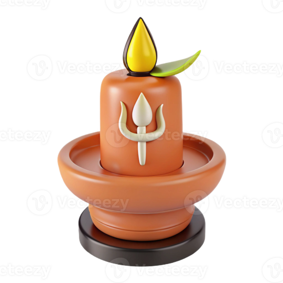 3D Rendering of a Traditional Shiva Lingam with Flame and Leaf png