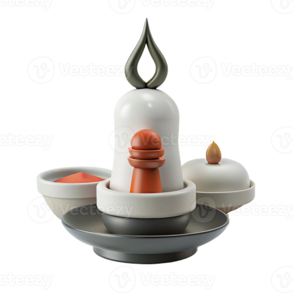 Stacked Ceramic Bowls with Flame and Round Object png